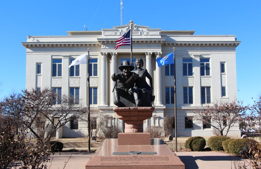 Noble County Courthouse in Perry, Oklahoma where bail bonding reform fight continues